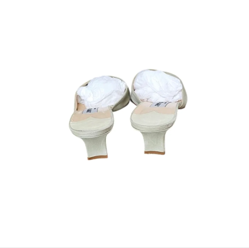 Jimmy Choo Suede Mint Low Heel Sandals - Picture 4 of 5
